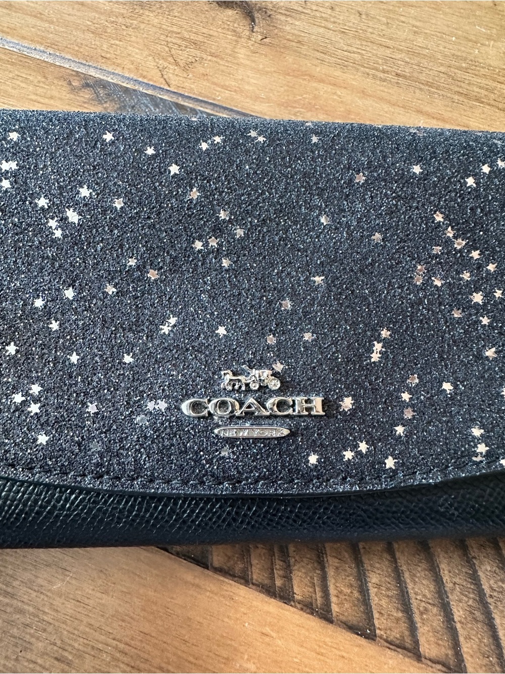 Coach Black Glitter Star Continental Wallet - Picture 6 of 6
